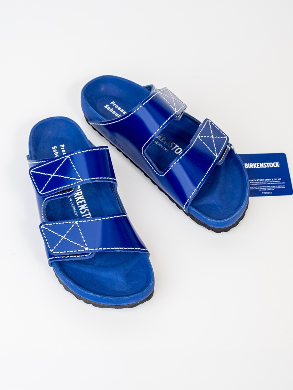 NWT Proenza Schouler x Birkenstock Arizona Slides in Cobalt Leather - Size 37 - Picture 10 of 12